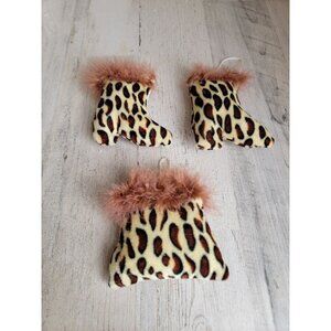 Cheetah leopard print plush purse shoe boot fashion ornament‎ Xmas